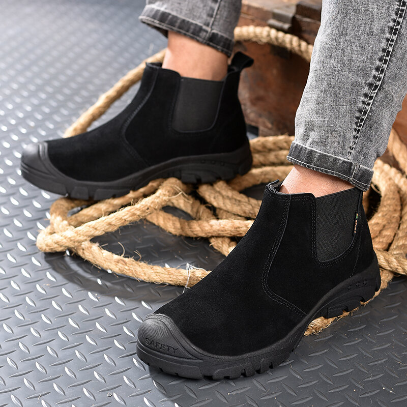 
	Men Steel Toe Puncture Proof Elastic Band Safety Work Boots