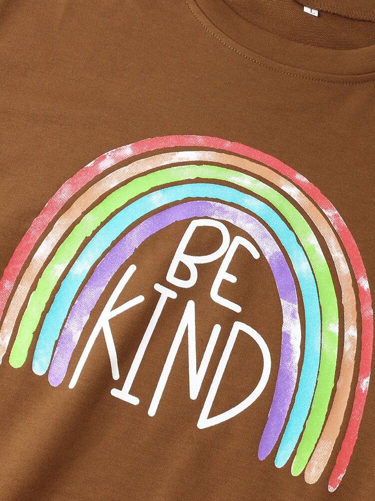
	Rainbow Print O-neck Long Sleeve Casual Sweatshirt for Women