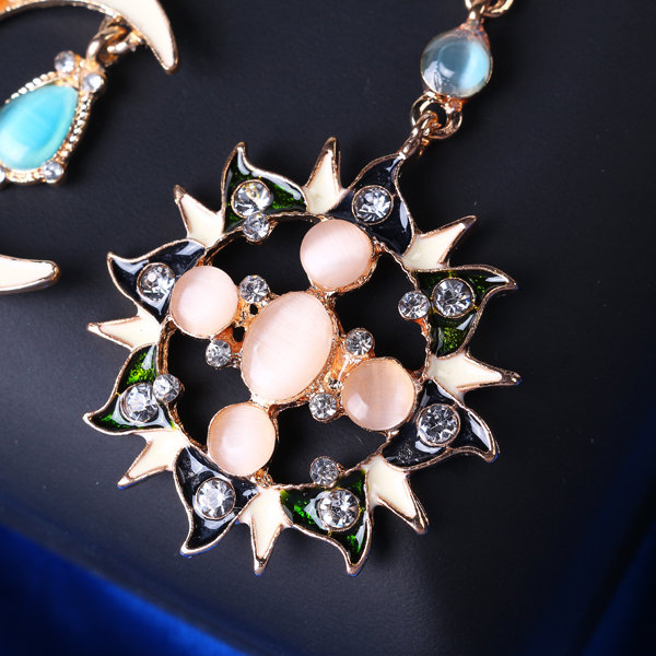 
	Stylish Trendy Star Sun Moon Rhinestone Crystal Stellar Dangle Earrings for Women Bohemian Jewelry