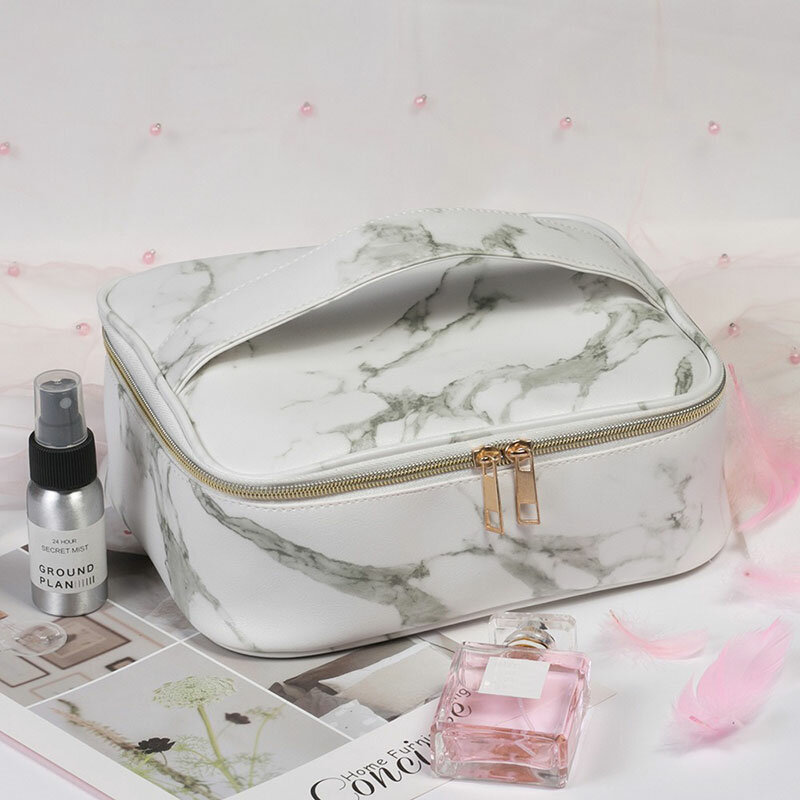 
	Portable Comestic Bag Marble Makeup Organizer Case Storage Bag Travel Bag Black White Two Size
