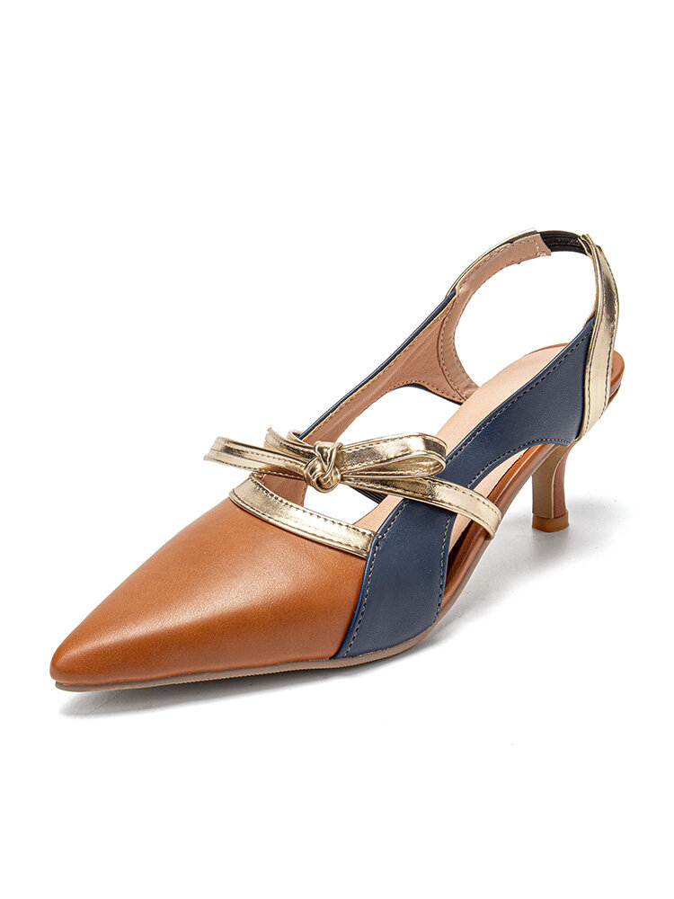 
	Womens Fashion Pointed Toe Side Cut-out Colorblock Mary Jane Heels