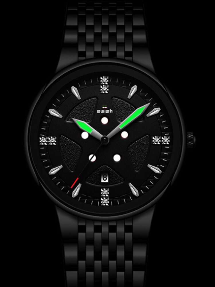 
	Business Men Watch Thin Steel Band Waterproof Automatic Calendar Luminous Quartz Watch