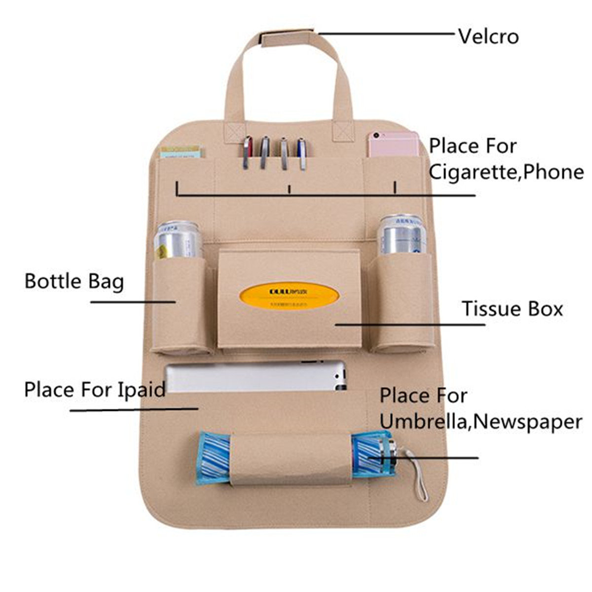 
	Car Storage Bag Storage Bag Multi-Function Seat Back Storage Box Hanging Bag