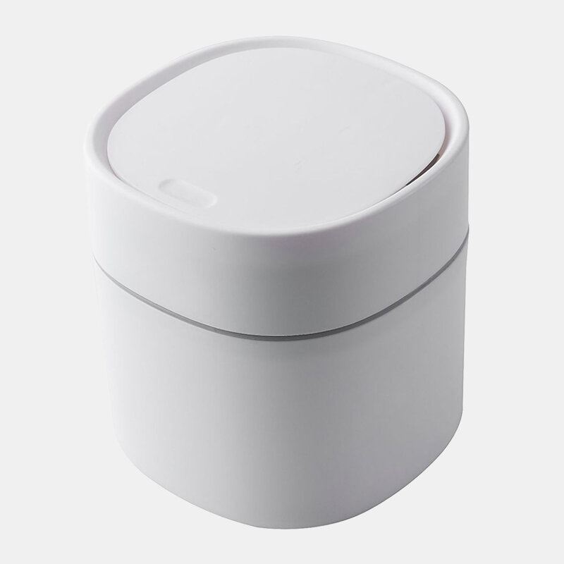 
	Desktop Trash Can Home Kitchen Desk Paper Basket Tube Covered Debris Storage Cleaning