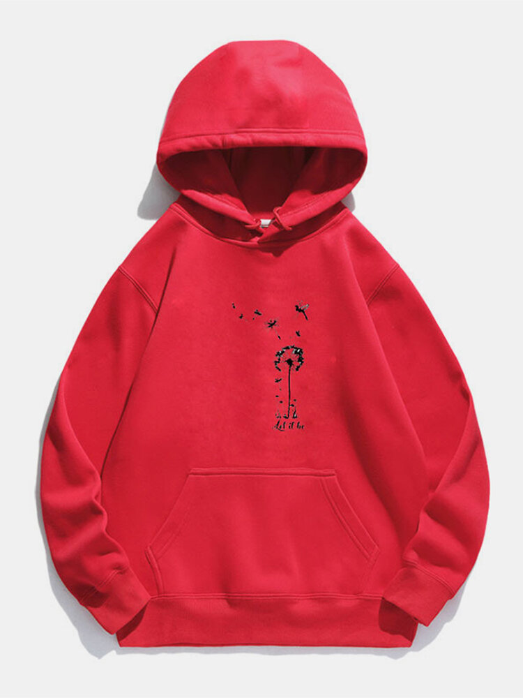 
	Flower Printed Long Sleeve Drawstring Hoodie For Women