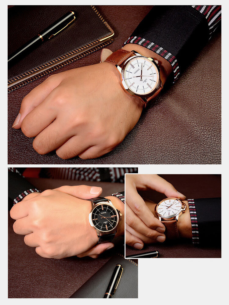 
	Vintage Men Watch Thin Leather Band Waterproof Quartz Watch