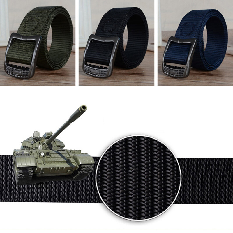 
	Men Plate Buckle Nylon Belt Prevent Aller Outdoor Sport Durable Pants Strip Outdoor Wild Casual Belt