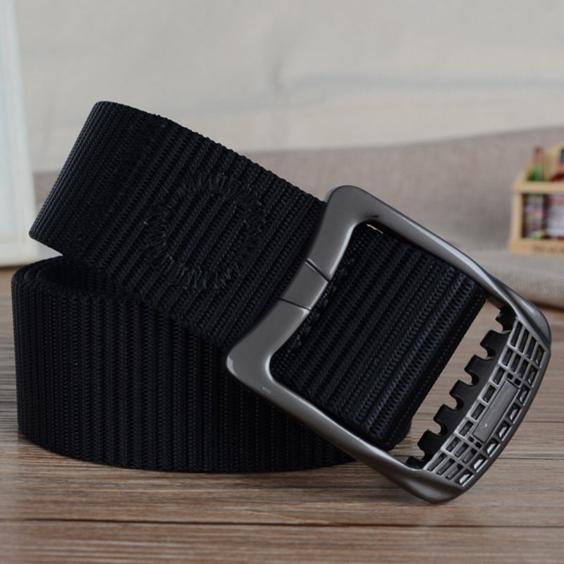 
	Men Plate Buckle Nylon Belt Prevent Aller Outdoor Sport Durable Pants Strip Outdoor Wild Casual Belt