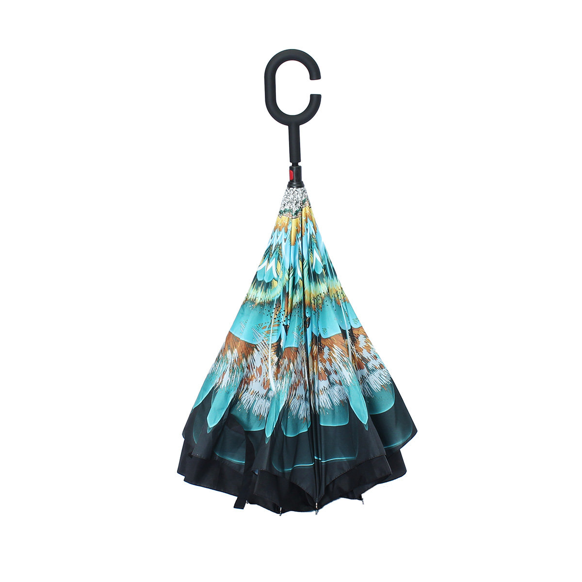 
	C shaped Multi Color Double Layer Inverted Reverse Umbrella