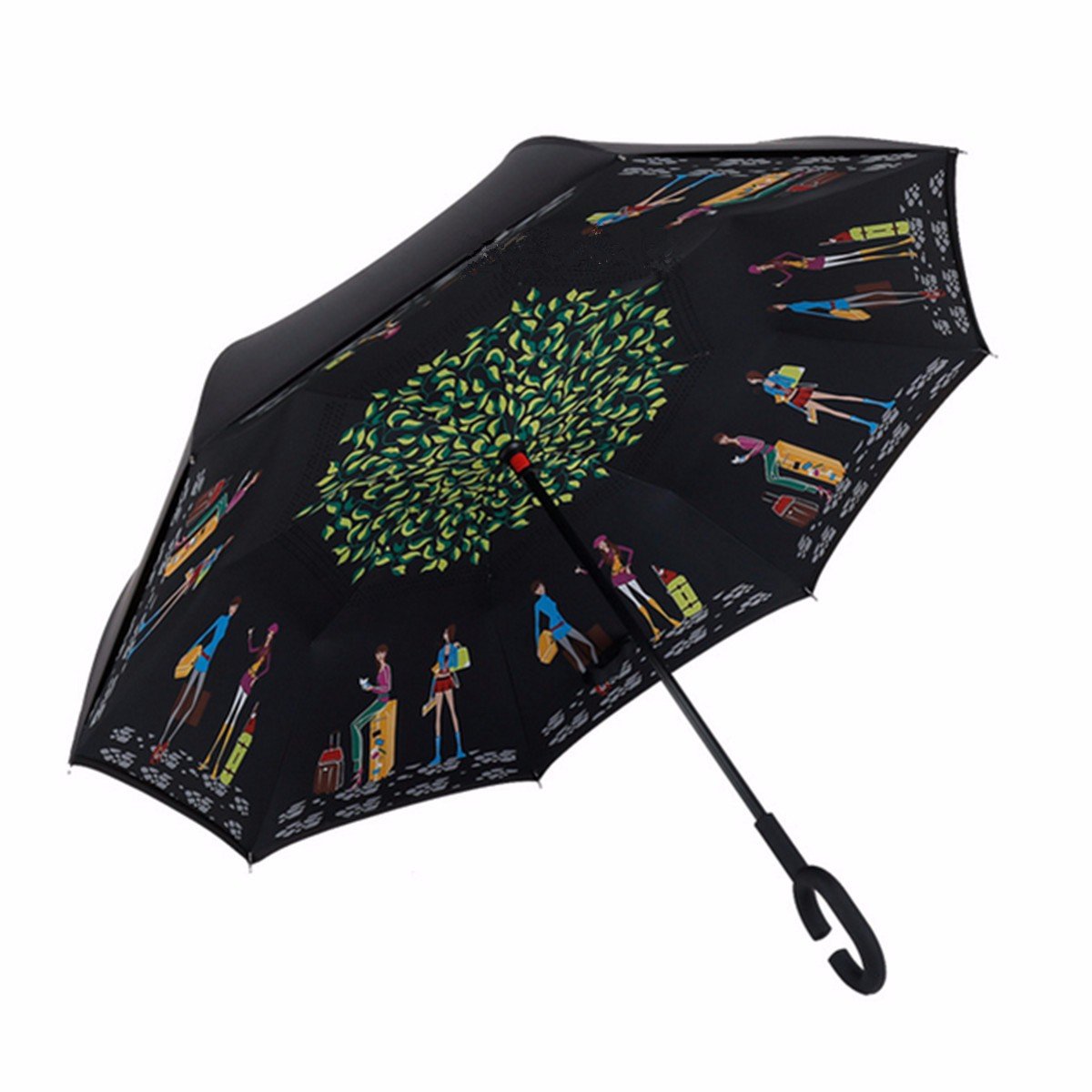 
	C shaped Multi Color Double Layer Inverted Reverse Umbrella