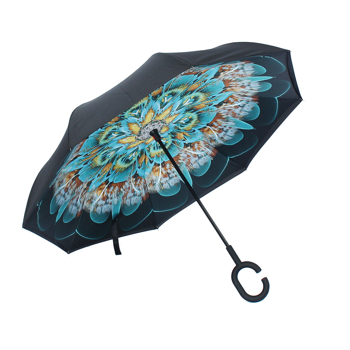 
	C shaped Multi Color Double Layer Inverted Reverse Umbrella