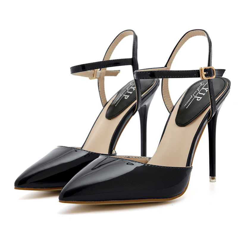 
	Sexy Stiletto Heel Pointed Toe Solid Buckle Strap Pumps