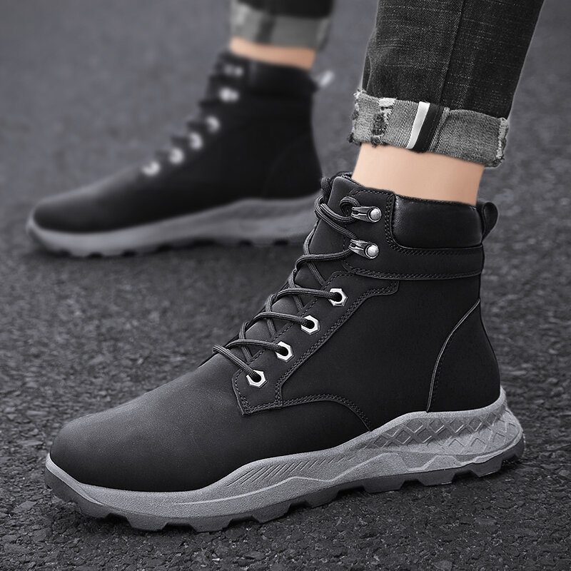 
	Men Outdoor Waterproof Slip Resistant Lace Up Casual Ankle Boots