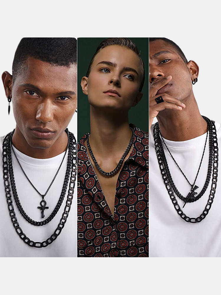 
	3mm Vintage Men’s Necklace Square Chain Necklaces Polished Stainless Steel Single Chain