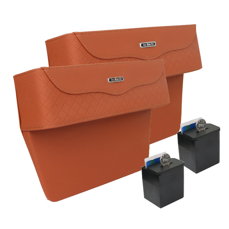
	PU Leather Car Seat Crevice Storage Box Money Pot Grain Organizer Gap Slit filler Phone Holder