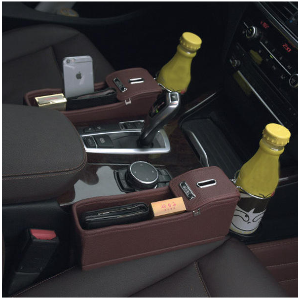 
	Car Seat Storage Box Gap Storage Bag Garbage Car Multi-Function Leather Water Cup Holder