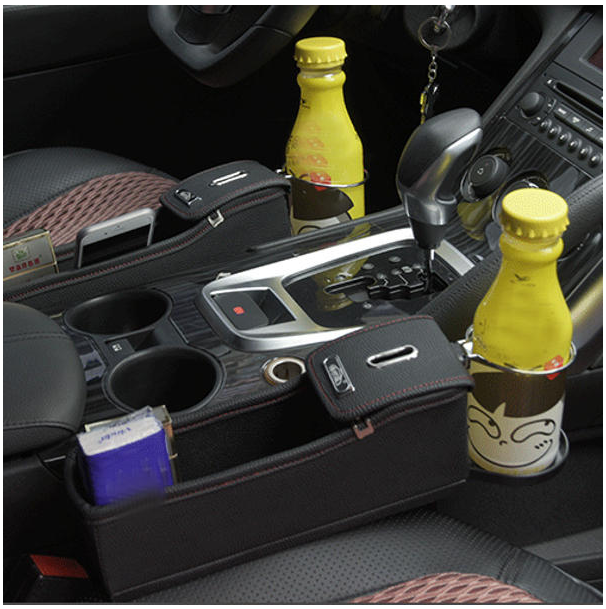 
	Car Seat Storage Box Gap Storage Bag Garbage Car Multi-Function Leather Water Cup Holder