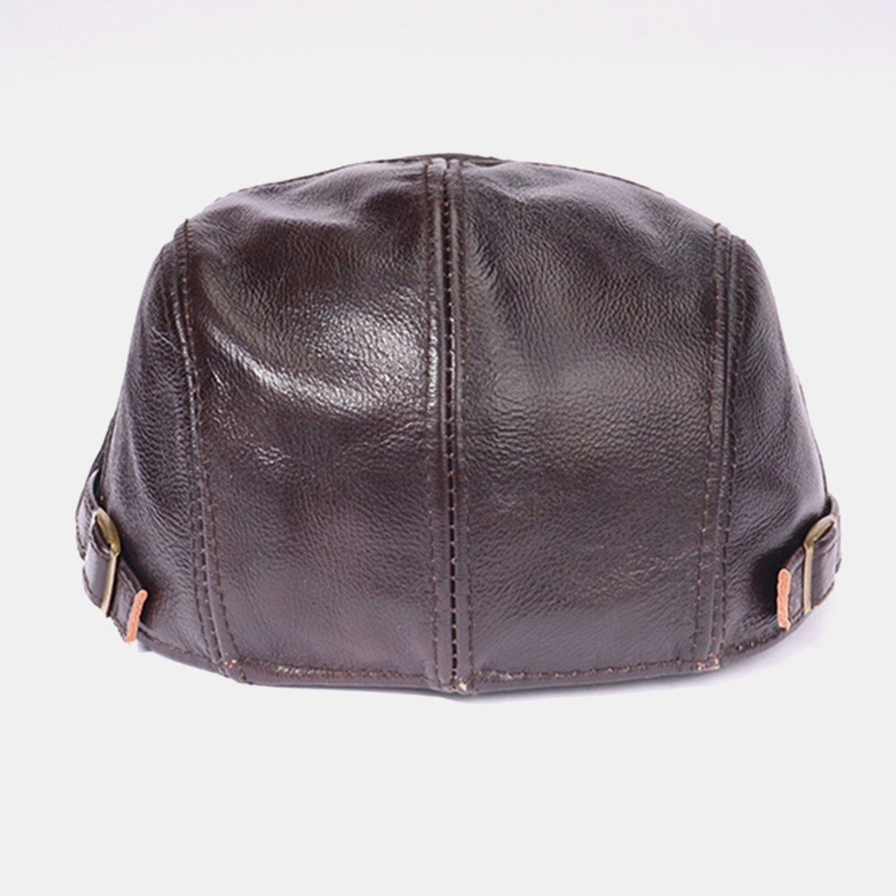 
	Men’s Genuine Leather Top Layer Cowhide Hat Spring And Autumn Single Leather Thin Single Layer Forward Cap