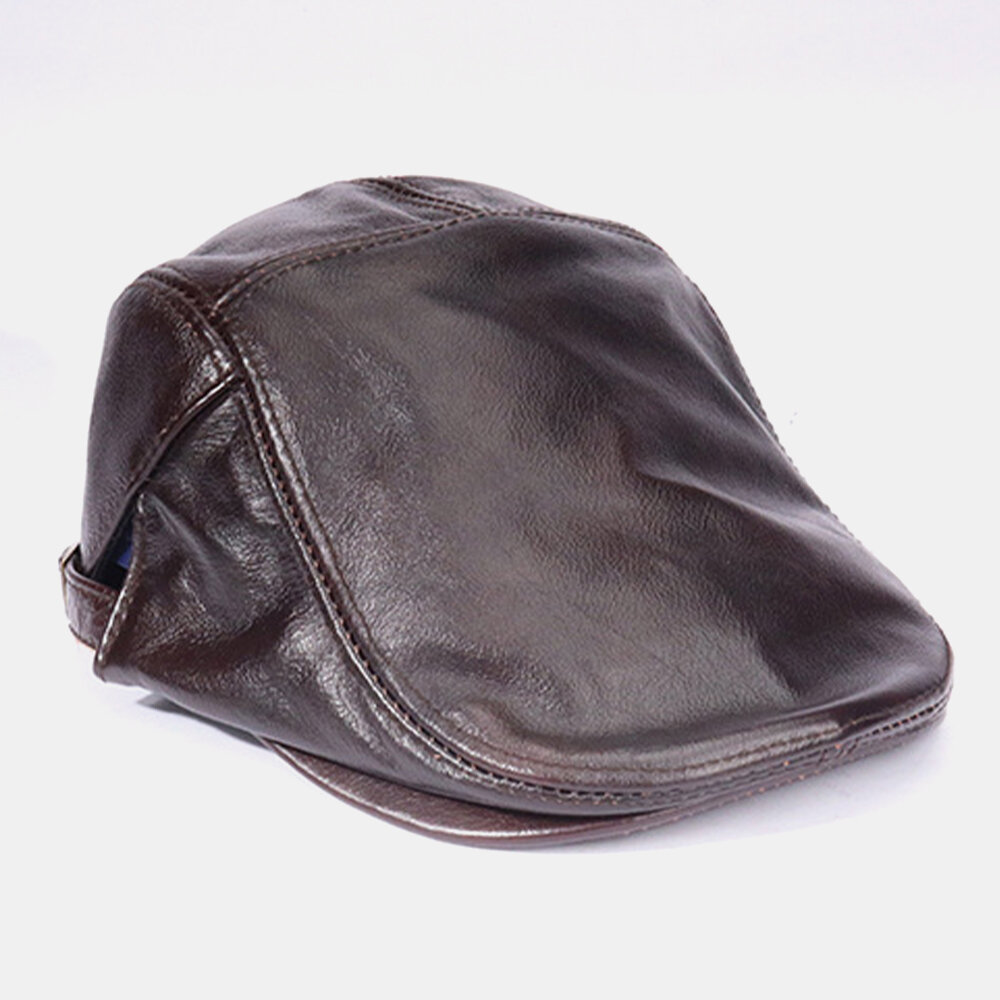 
	Men’s Genuine Leather Top Layer Cowhide Hat Spring And Autumn Single Leather Thin Single Layer Forward Cap