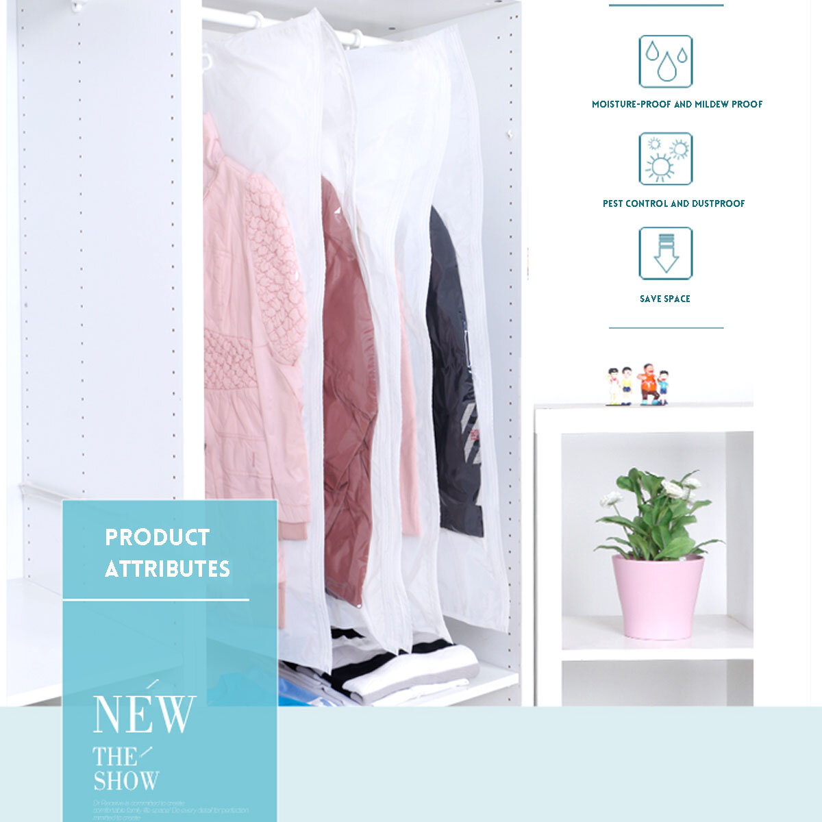 
	5 Piece Spacemaker Hanging Vacuum Sealed Storage Bags With Hand Pump – Clear