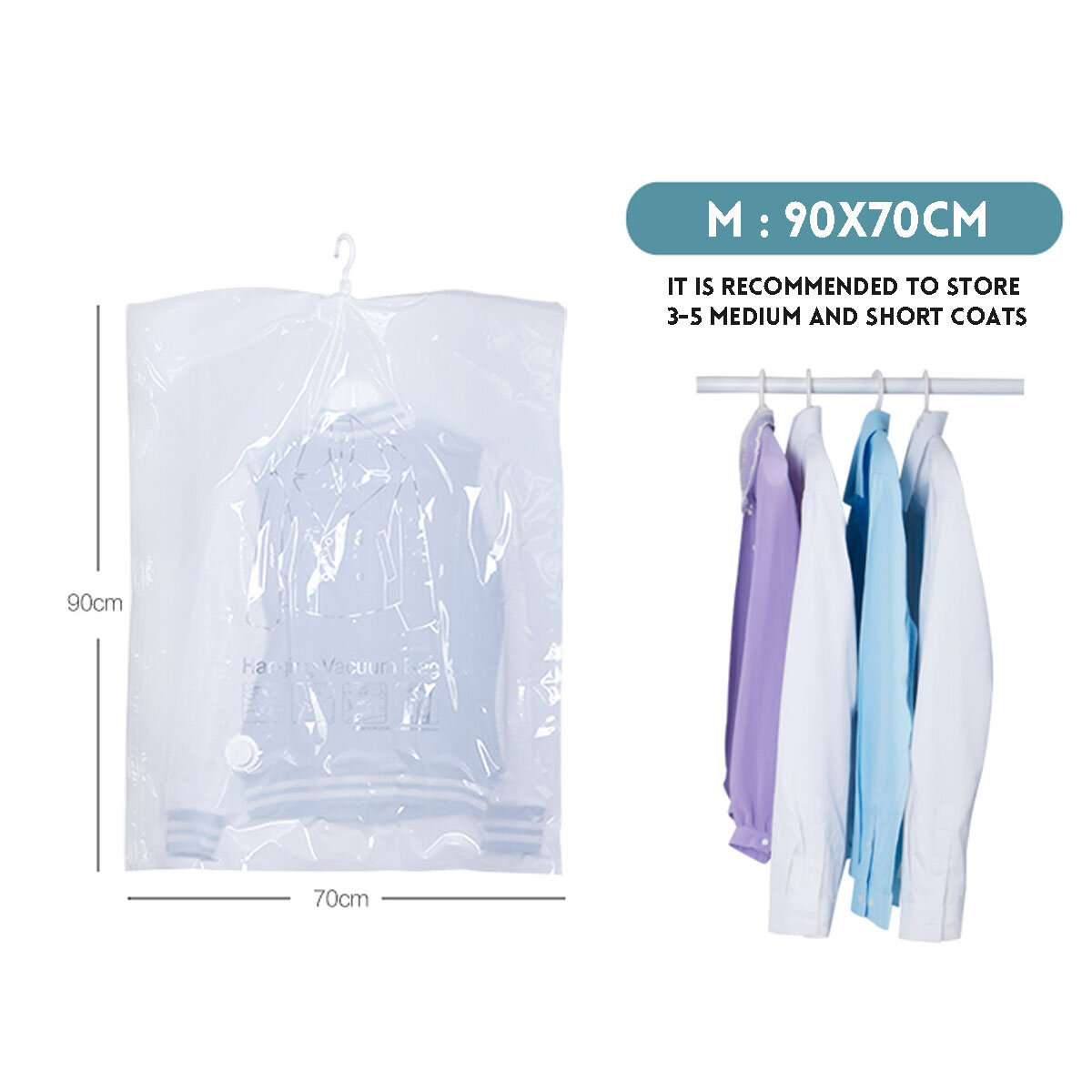 
	5 Piece Spacemaker Hanging Vacuum Sealed Storage Bags With Hand Pump – Clear