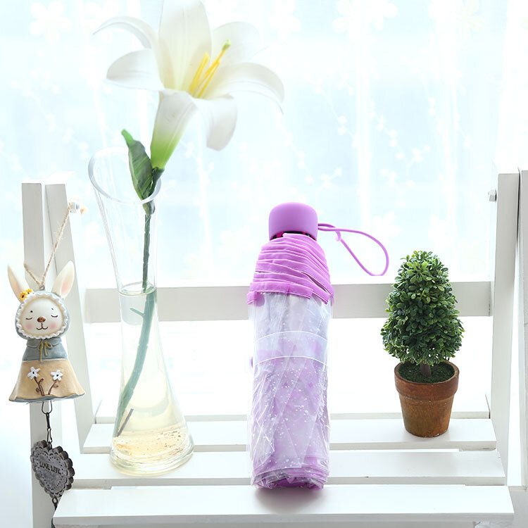 
	SaicleHome PEVA Romantic Cherry Blossoms Transparent Umbrella Folding Umbrella Sun Rain Gear