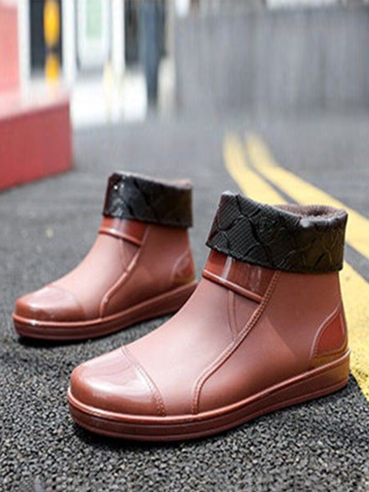 
	Men Waterproof Warm Lined Slip Resistant Soft Comfy Rain Boots