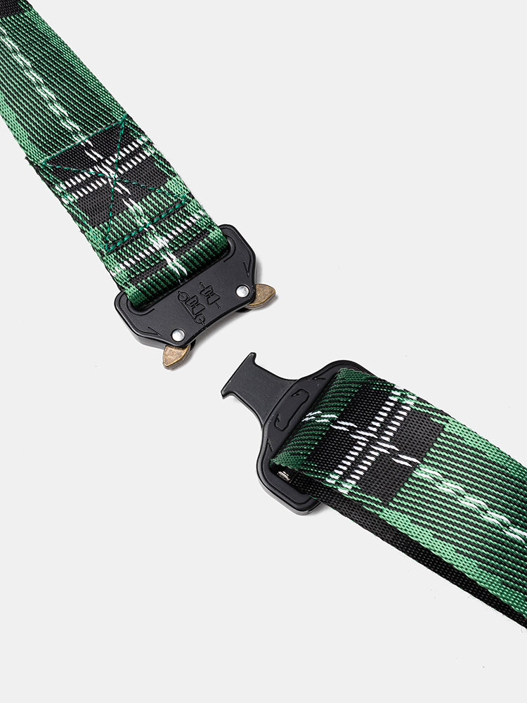 
	160CM Men’s Plaid Stripe Nylon Military Tactical Waist Belt Sport Pants Buckle With Plate Bucklet