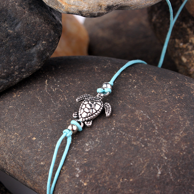 
	Bohemian Turtle Anklets Adjustable Wax Rope Black Blue White Ankle Bracelet Ankle Ring Foot Jewelry
