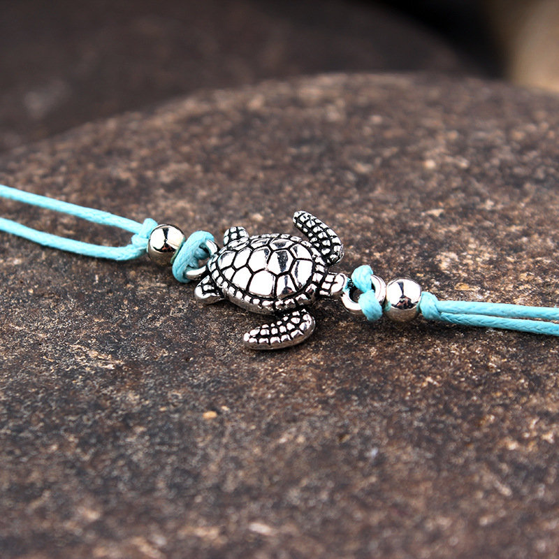 
	Bohemian Turtle Anklets Adjustable Wax Rope Black Blue White Ankle Bracelet Ankle Ring Foot Jewelry