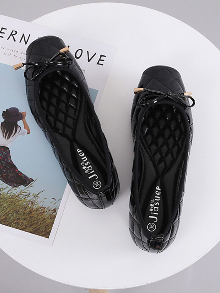 Women Bow Decor Slip On Casual Ballet Flats