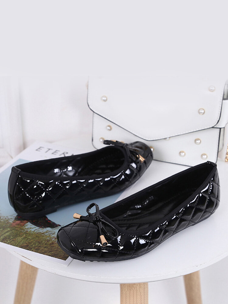 Women Bow Decor Slip On Casual Ballet Flats