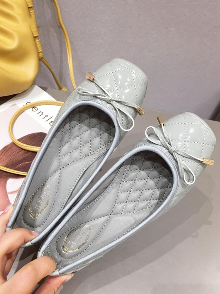 Women Bow Decor Slip On Casual Ballet Flats