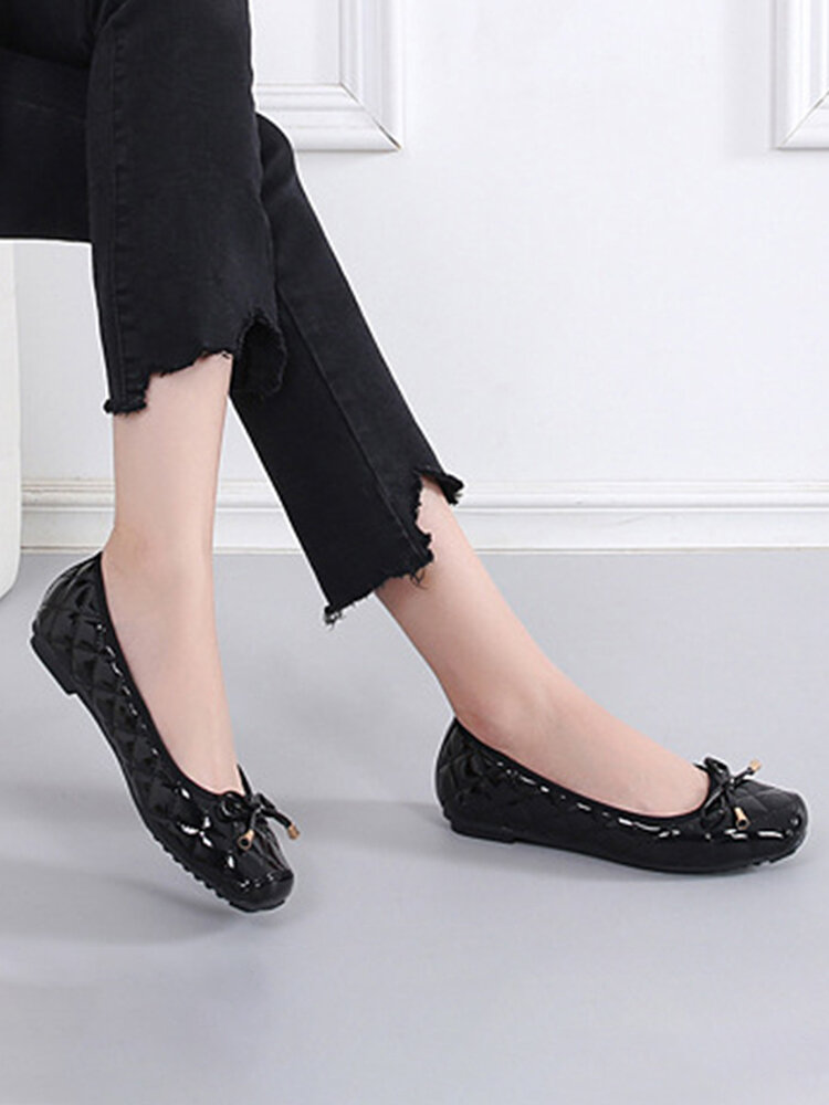 Women Bow Decor Slip On Casual Ballet Flats
