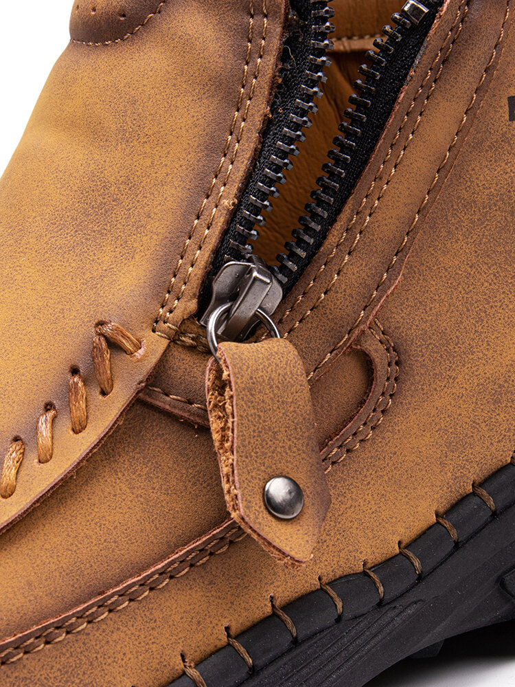 
	Men Hand Stitching Outdoor Slip Resistant Side Zipper Ankle Boots