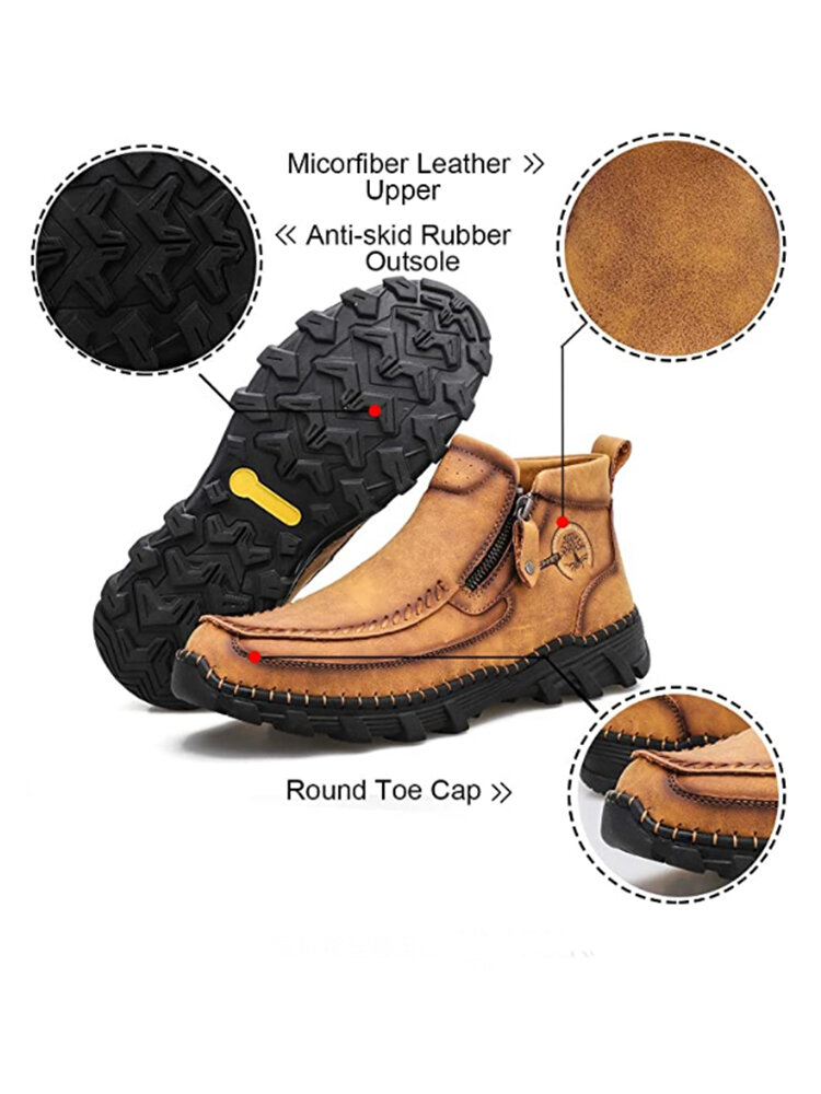 
	Men Hand Stitching Outdoor Slip Resistant Side Zipper Ankle Boots