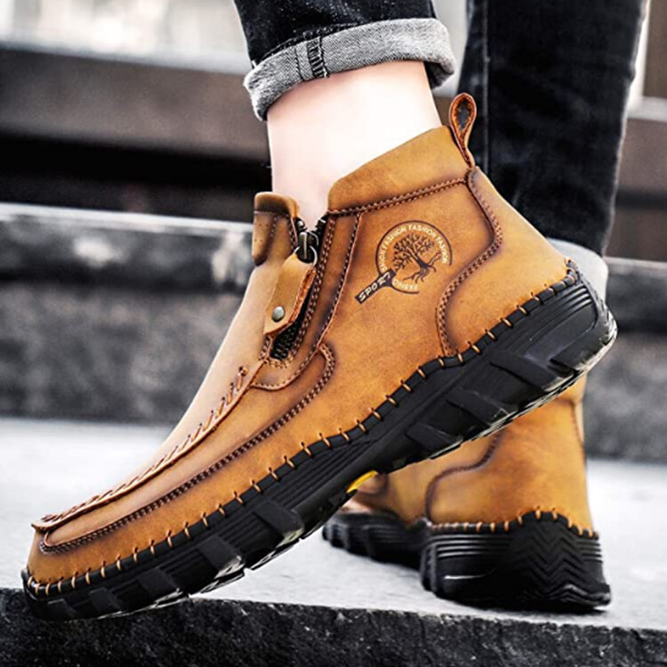 
	Men Hand Stitching Outdoor Slip Resistant Side Zipper Ankle Boots