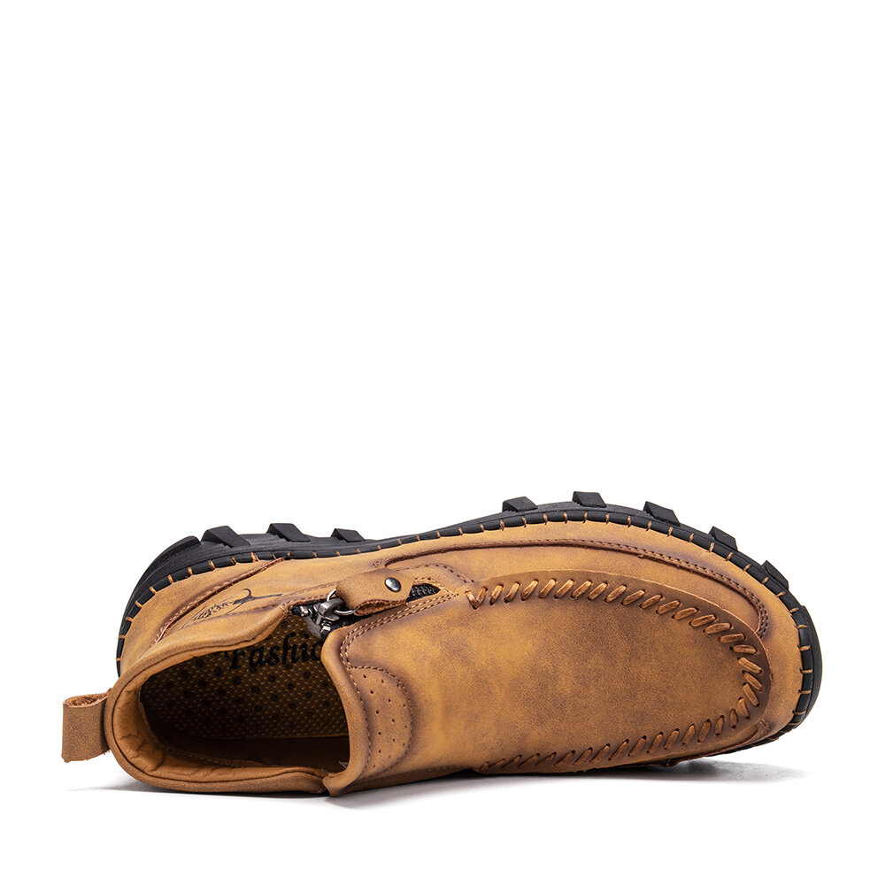 
	Men Hand Stitching Outdoor Slip Resistant Side Zipper Ankle Boots