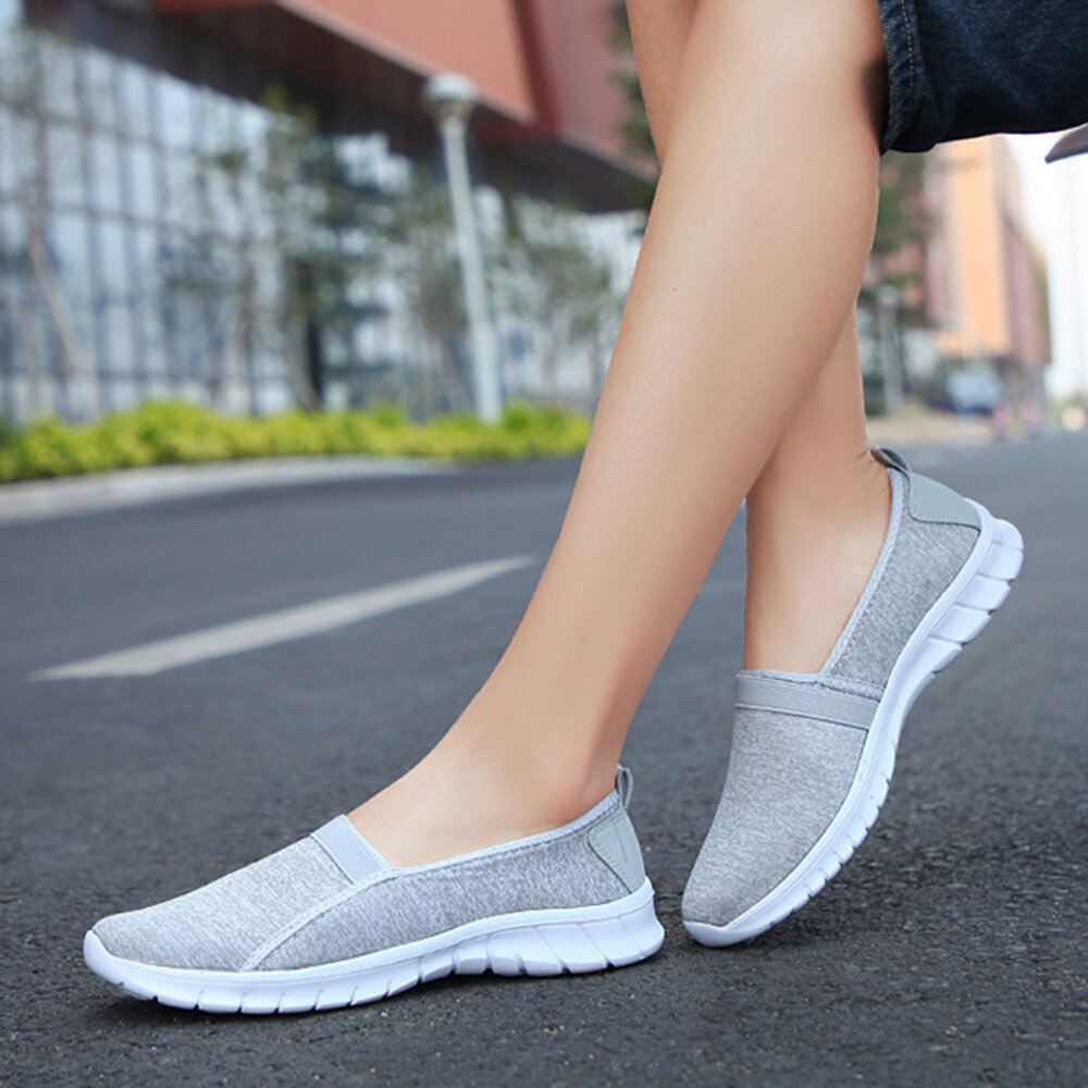 
	Elastic Band Large Size Walking Breathable Flat Casual Shoes