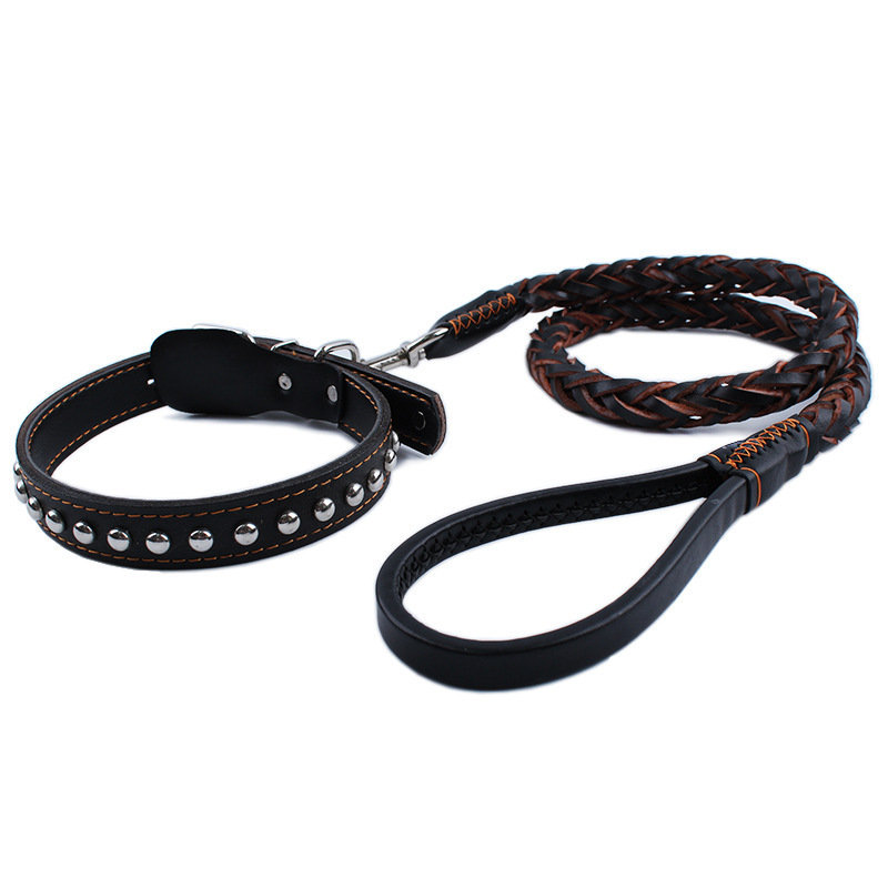 
	4 Colors Deluxe Leather Dog Lead Leash Pet Training Leather Leash for Medium Large Dog