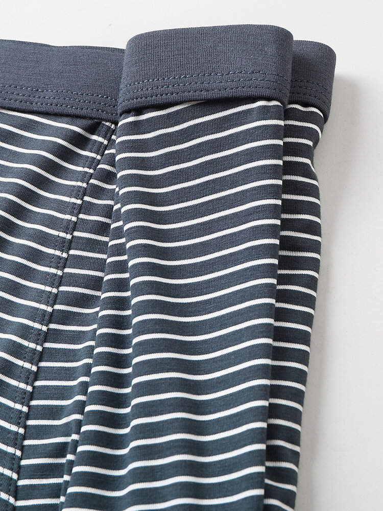 
	4 Pack Mens Pinstripe Breathable Underwear Modal Cozy Boxer Briefs With Pouch