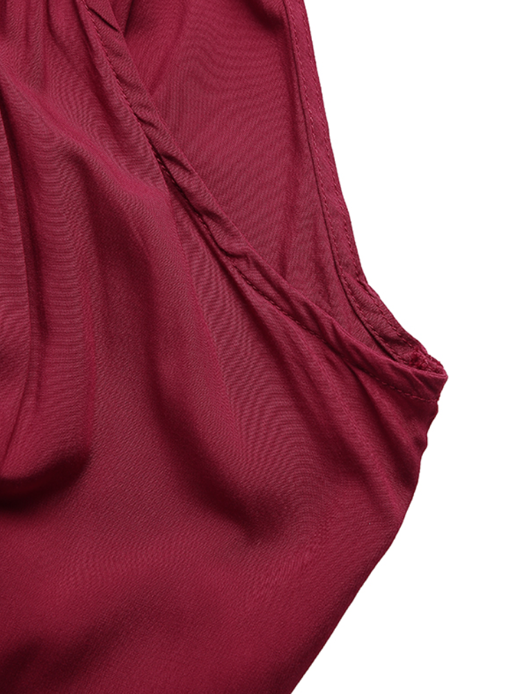 
	Solid Color Strap Wide Leg Plus Size Loose Jumpsuit for Women