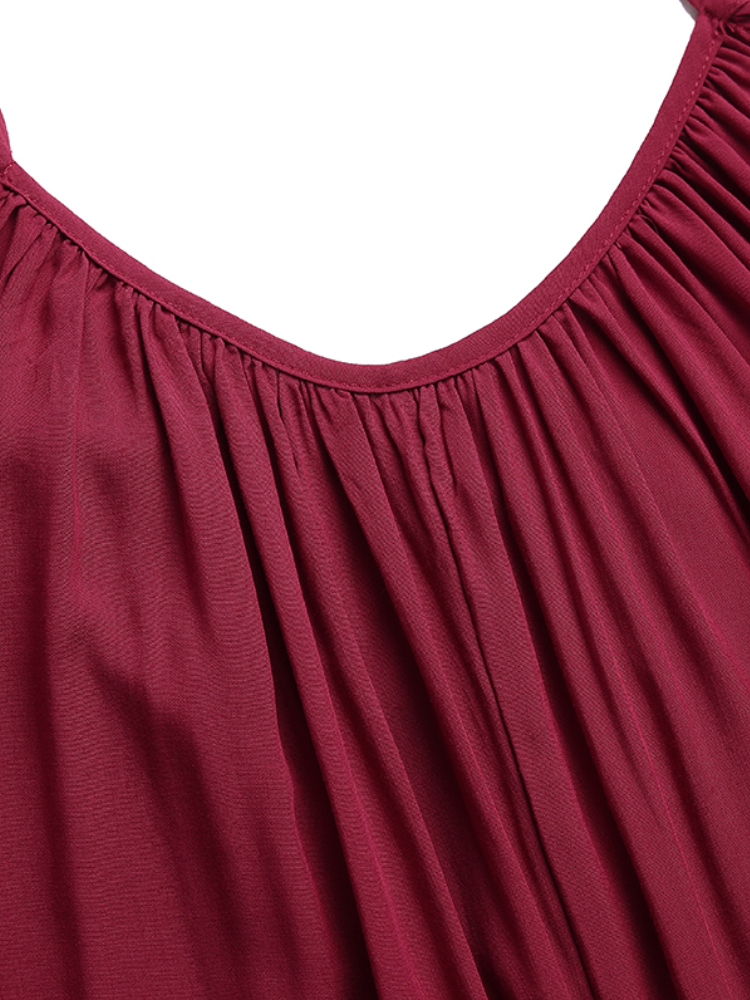 
	Solid Color Strap Wide Leg Plus Size Loose Jumpsuit for Women