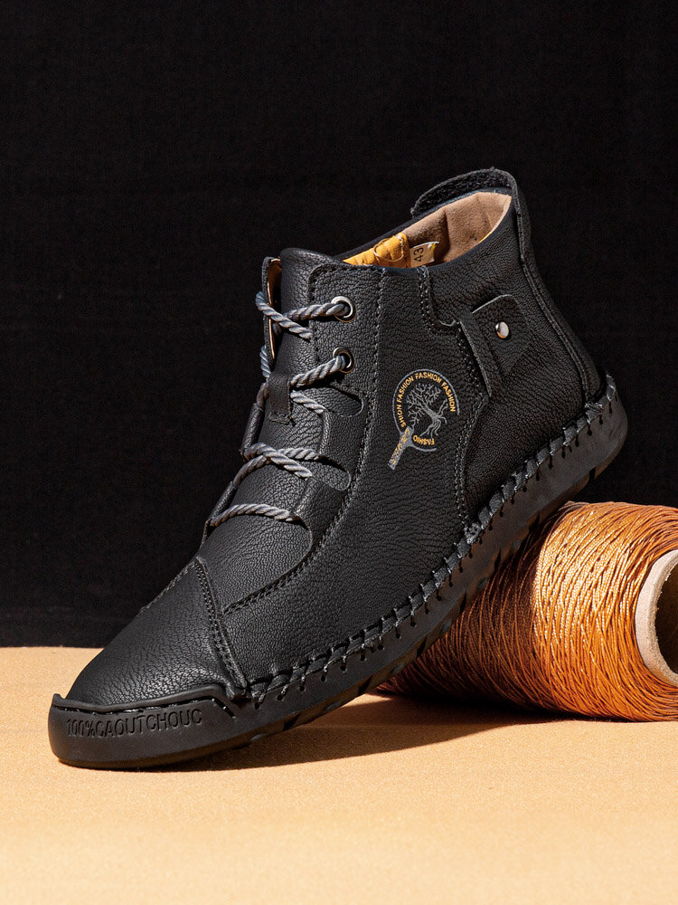 
	Men Hand Stitching Leather Non Slip Soft Sole Casual Ankle Boots