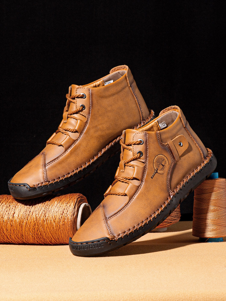 
	Men Hand Stitching Leather Non Slip Soft Sole Casual Ankle Boots