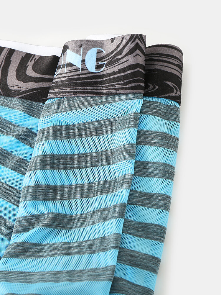 
	Ice Silk Striped Comfy Breathable Boxer Briefs For Men