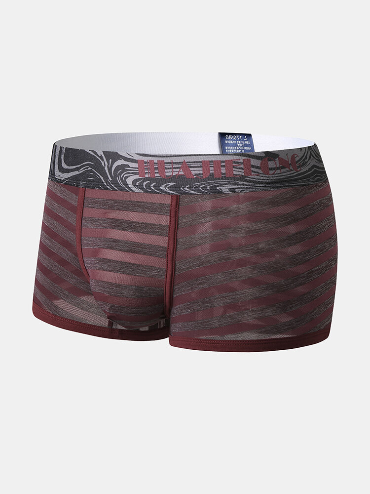 
	Ice Silk Striped Comfy Breathable Boxer Briefs For Men