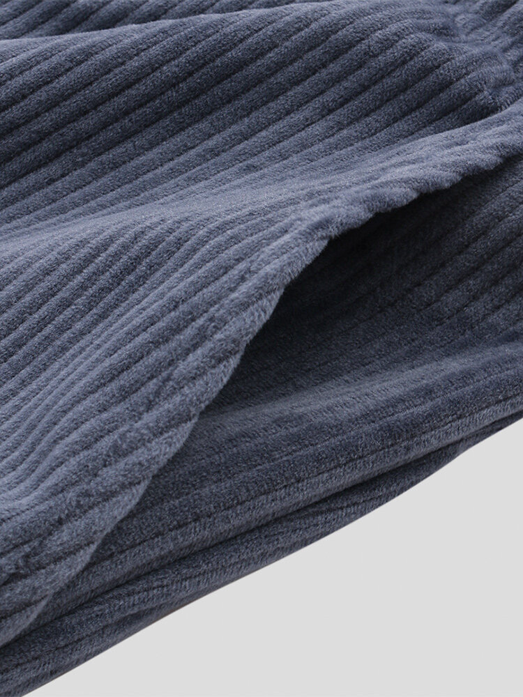 
	Mens Plain Corduroy Solid Color Big Pockets Ankle Banded Pants