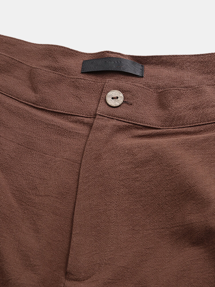 
	Mens Cotton Linen Embroidery Chinese style Loose Straight Harem Pants