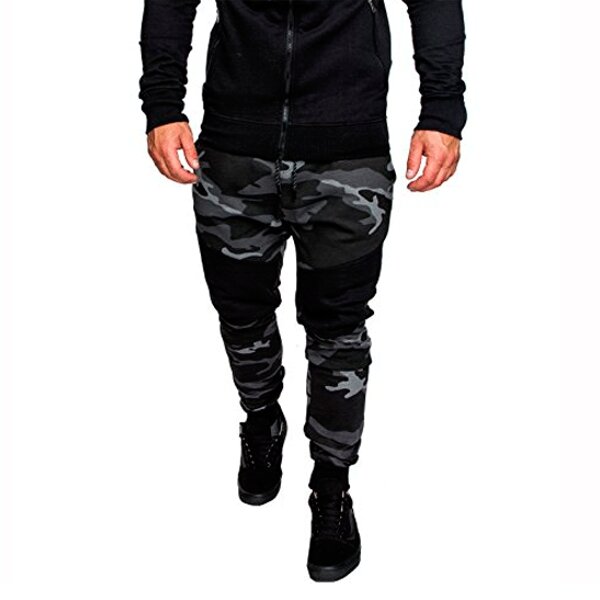 
	Mens Camo Drawstring Elastic Waist Slim Fit Fitness Jogging Casual Sport Pants